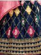 Outstanding Navy Blue Embroidery Silk Bridesmaid Lehenga Choli