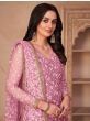 Lovely Pink Thread Embroidered Mono Net Festival Wear Pant Salwar Suit