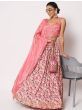Astonish Corel Pink Printed Silk Party Wear Lehenga Choli

