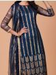 Beautiful Blue Sequence Embroidered Net Salwar Suit