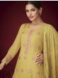 Enthralling Yellow Thread Embroidered Georgette Festive Wear Salwar Suit