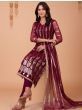 Ravishing Wine Sequence Embroidered Net Salwar Suit