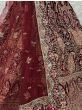 Gleaming Dark Maroon Velvet Multi-Thread Bridal Wear Lehenga With Dupatta