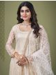 Lovely Cream Fancy Embroidered Net Festive Wear Salwar Kameez