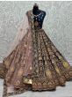 Prodigious Blue Fancy Embroidery Velvet Wedding Wear Lehenga Choli
