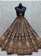 Prodigious Blue Fancy Embroidery Velvet Wedding Wear Lehenga Choli
