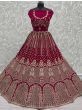 Alluring Pink Multi-Thread Embroidered Velvet Lehenga Choli