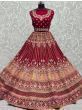 Incredible Rani Pink Embroidered Bridal Velvet Lehenga Choli