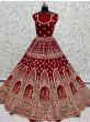Sensational Ruby Red Zari Work Velvet Bridal Lehenga Choli 