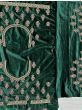 Opulent Dark Green Zari Embroidered Velvet Bridal Lehenga Choli