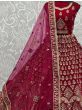 Stunning Rani Pink Zari Work Velvet Bridal Wear Lehenga Choli