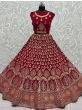 Stunning Rani Pink Zari Work Velvet Bridal Wear Lehenga Choli