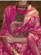 Sensational Pink Banarasi Silk Sangeet Wear Saree With Blouse
