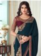 Prodigious Navy Blue Sequin Embroidery Silk Party Wear Saree
