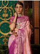 Incredible Pink And Purple Zari Weaving kanjivaram Silk Saree
