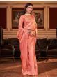 Aristocratic Corel Pink Digital Print Silk Wedding Wear Saree With blouse