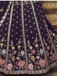 Amazing Purple Thread Embroidered Georgette Wedding Wear Lehenga Choli 
