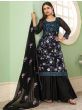 Elegant Black Thread Embroidery Georgette Party Wear Palazzo Suit