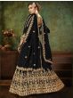 Black Embroidered Georgette Festive Long Gown With Dupatta
