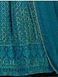 Stunning Teal Blue Sequins Embroidery Georgette Lehenga Choli