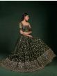 Desirable Olive Green Sequins Embroidered Georgette Lehenga Choli

