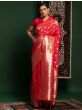 Captivating Red Zari Weaving Silk Wedding Wear saree With Blouse
