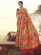 Red Zari Bordered Banarasi Silk Wedding Wear Saree