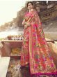 Rani Pink Zari Bordered Banarasi Silk Wedding Wear Saree