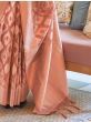 Remarkable Peach Weaving Tissue Bollywood Style Saree