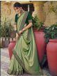 Superb Light Green Embroidered Chinon Georgette Festival Wear Saree
