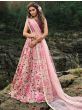 Pink Magenta Floral Thread Emrboidered Soft Net Party Wear Lehenga Choli