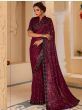 Unique Wine Sequins Embroidered Georgette Party Wear Saree