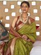 Fabulous Pear Green Bandhani Printed Patola Silk Wedding Wear Saree
