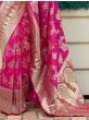 Pink & Green Soft Silk Festive Wear Saree With Blouse