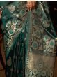 Fascinating Dark Green Zari Weaving Pure Satin Wedding Wear Saree