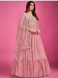 Remarkable Baby-Pink Sequins Silk Gown With Dupatta