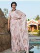 Pink Floral Foil Printed Silk Wedding Wear Saree