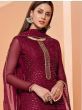 Glorious Wine Sequins Embroidery Georgette Party Wear Sharara Suit