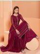 Glorious Wine Sequins Embroidery Georgette Party Wear Sharara Suit