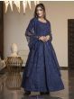 Navy Blue Stone Thread Embroidered Georgette Party Wear Anarkali Gown