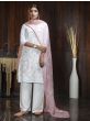 White Thread Work Festival Wear peplum Salwar Kameez With Pink Dupatta1
