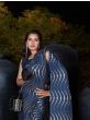 Navy Blue Foil work Silk Party Wear Pleated Saree With Blouse