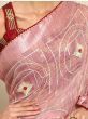 Magnificent Baby Pink Gota Work Poly Cotton Saree With Blouse