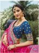 Blue & Pink Sequin Banarasi Silk Bridal Lehenga Choli