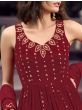 Magnificent Maroon Sequins Embroidered Gown With Dupatta