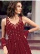 Magnificent Maroon Sequins Embroidered Gown With Dupatta