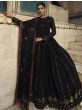 Winsome Black Sequined Embroidery Georgette Wedding Wear Gown
