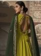 Fascinating Lime-green Sequined Georgette Readymade Festive Gown With Dupatta