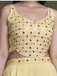 Exquisite Yellow Weaving Georgette Ready-Made Crop Top Palazzo
