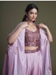Capricious Pink Chinon Ready-Made Crop Top Palazzo With Shrug